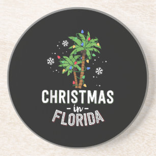 Weihnachten in Florida Deck Die Palmen Familie Va Getränkeuntersetzer
