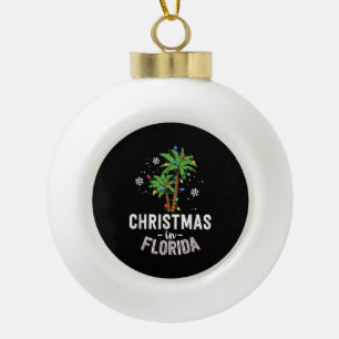 Weihnachten in Florida Deck Die Palmen Familie Va Keramik Kugel-Ornament