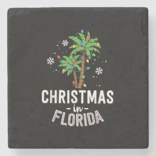 Weihnachten in Florida Deck Die Palmen Familie Va Steinuntersetzer