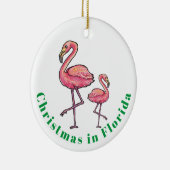 Weihnachten in Florida Flamingo Keramik Ornament (Rechts)