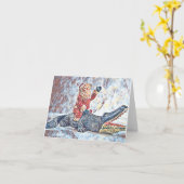 Weihnachten in Florida Weihnachtsmann Reiten Allig Karte (Gelbe Blume)