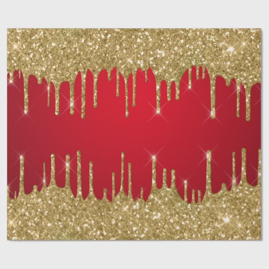 Weihnachten in Gold und Rot-Glitzer Geschenkpapier (Flach)