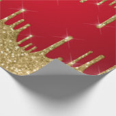 Weihnachten in Gold und Rot-Glitzer Geschenkpapier (Ecke)