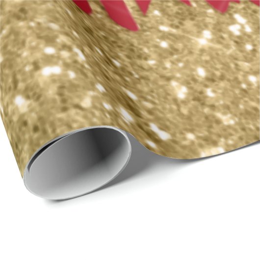 Weihnachten in Gold und Rot-Glitzer Geschenkpapier (Rolleneckpunkt)