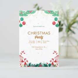 Weihnachten in Grün und Rot Einladung