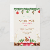 Weihnachten in Grün und Rot Einladung (Vorne/Hinten)