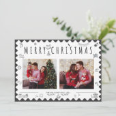 Weihnachten in Handschrift, Schwarz-Weiß-Foto (Stehend Vorderseite)