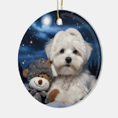 Weihnachten in Havanna, Hundeschenk, Hundeliebhabe Keramik Ornament (Links)