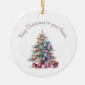 Weihnachten in Ihrem Herz bearbeitbaren Textbaum b Keramik Ornament (Vorne)