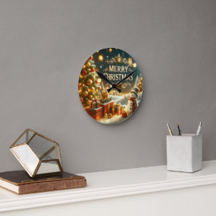 Weihnachten in Ihrem Zuhause Wanduhr