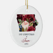 Weihnachten in Iowa, Personalisiertes Burgund Keramik Ornament (Rechts)