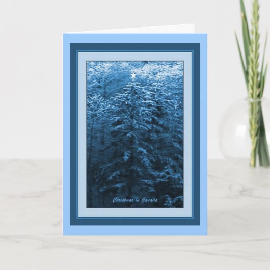 Weihnachten in Kanada Blue Holiday Card (Vorderseite)