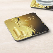 Weihnachten in Kerzenschein Getränkeuntersetzer (Linke Seite)