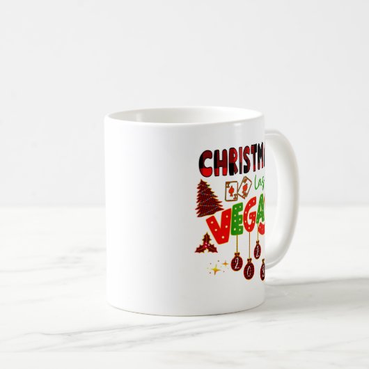 Weihnachten in Las Vegas Group Matching Typografic Kaffeetasse (VorderseiteRechts)