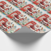 Weihnachten in London mit Santa und Telefonkabine Geschenkpapier (Ecke)