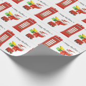 Weihnachten in London mit Santa und Telefonkabine Geschenkpapier (Ecke)