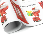 Weihnachten in London mit Santa und Telefonkabine Geschenkpapier (Rolleneckpunkt)