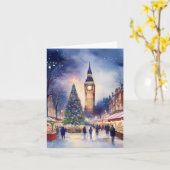 Weihnachten in London Wasserfarbe Karte (Gelbe Blume)