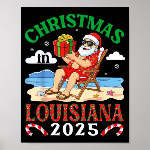 Weihnachten in Louisiana 2025 Santa Beach Lounge H Poster