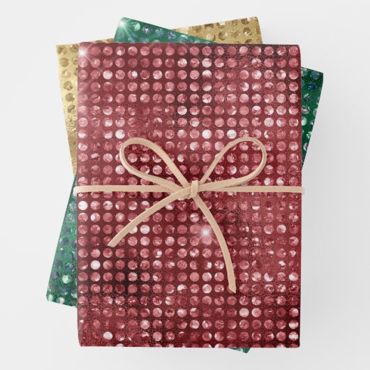 Weihnachten in Luxusrot, Grün und Gold Shimmer Geschenkpapier Set (Beispiel)