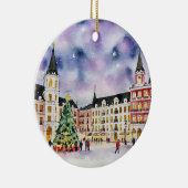 Weihnachten in Madrid Spanien Wasserfarbe Keramik Ornament (Rechts)