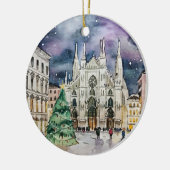 Weihnachten in Mailand Italien Wasserfarbenreise Keramik Ornament (Links)