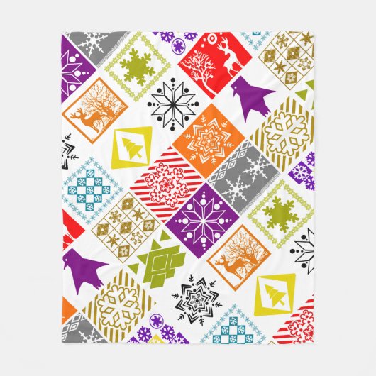 Weihnachten in mehreren Farben Fleecedecke (Vorderseite)