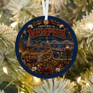 Weihnachten in Memphis Vintage Reiseandenken Ornament Aus Metall