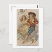Weihnachten in Merry England Vintag 1890er Postkarte (Vorne/Hinten)