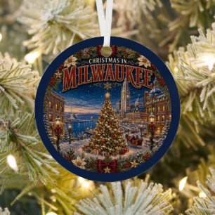 Weihnachten in Milwaukee Vintage-Reiseandenken Ornament Aus Metall