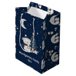 Weihnachten in Mitternachtstönen | Navy, Silber & Mittlere Geschenktüte