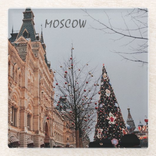 Weihnachten in Moskau Glasuntersetzer (Vorderseite)