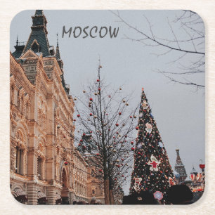 Weihnachten in Moskau Rechteckiger Pappuntersetzer