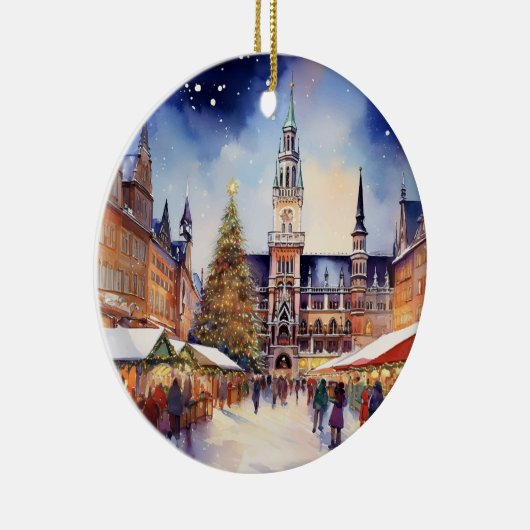 Weihnachten in München - Wasserfarbe Keramik Ornament (Rechts)