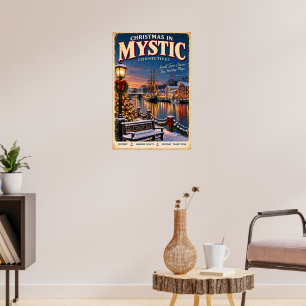 Weihnachten in Mystic Connecticut Vintage Reisepla Poster