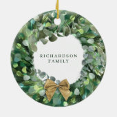 Weihnachten in neuer Zuhause Wasserfarbe Aquamarin Keramik Ornament (Hinten)