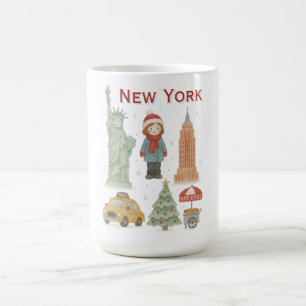 Weihnachten in New York Aquarell – Süß Kaffeetasse