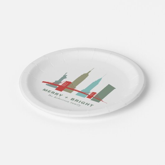 Weihnachten in New York, Architecture Skyline Pappteller (Schrägansicht)