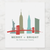 Weihnachten in New York, Architecture Skyline Weinetikett (Einzelnes Label)