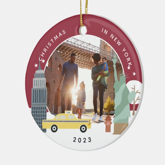 Weihnachten in New York Keepake Foto Keramik Ornament (Links)