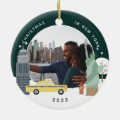 Weihnachten in New York Keepake Foto Keramik Ornament (Hinten)