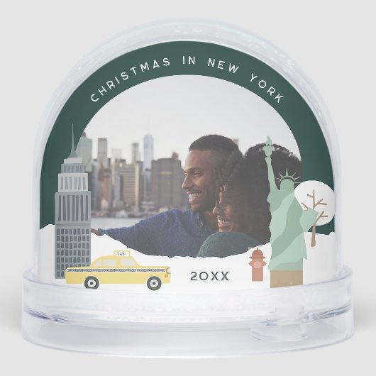 Weihnachten in New York Keepake Foto Schneekugeln (Rückseite)