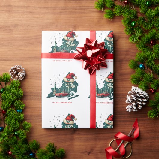 Weihnachten in New York Staat Personalisierter Url Geschenkpapier (Feiertagsgeschenk)