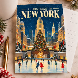 Weihnachten in New York Vintage Reise Retro Postkarte