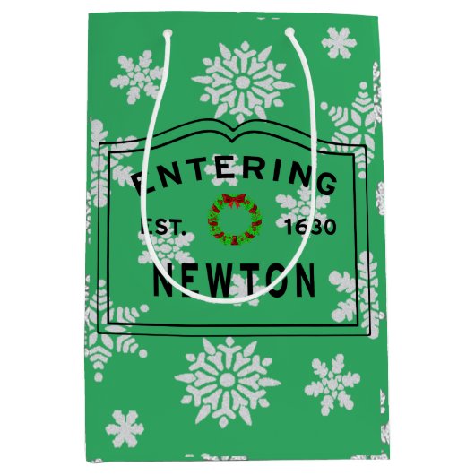 Weihnachten in Newton, MA Holiday Mittlere Geschenktüte (Vorderseite)