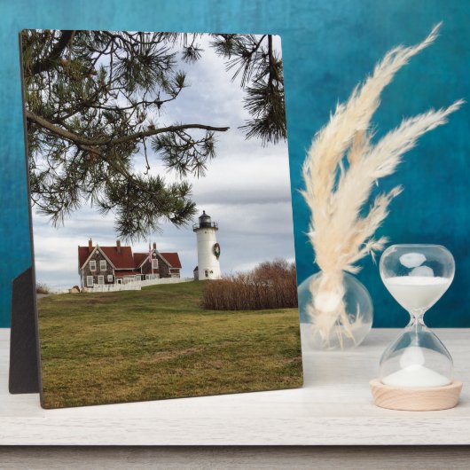 Weihnachten in Nobska Lighthouse Cape Cod Geschenk Fotoplatte (Seite)