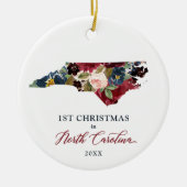 Weihnachten in North Carolina Personalisierter Sta Keramik Ornament (Vorne)