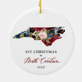 Weihnachten in North Carolina Personalisierter Sta Keramik Ornament (Hinten)