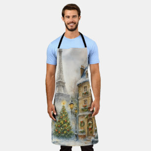Weihnachten in Paris Apron Wasserfarben Eiffeltu Schürze