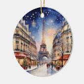 Weihnachten in Paris Eiffelturm Wasserfarbe Keramik Ornament (Links)